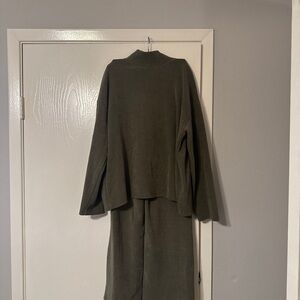 MANGO Olive Green Two-Piece Set